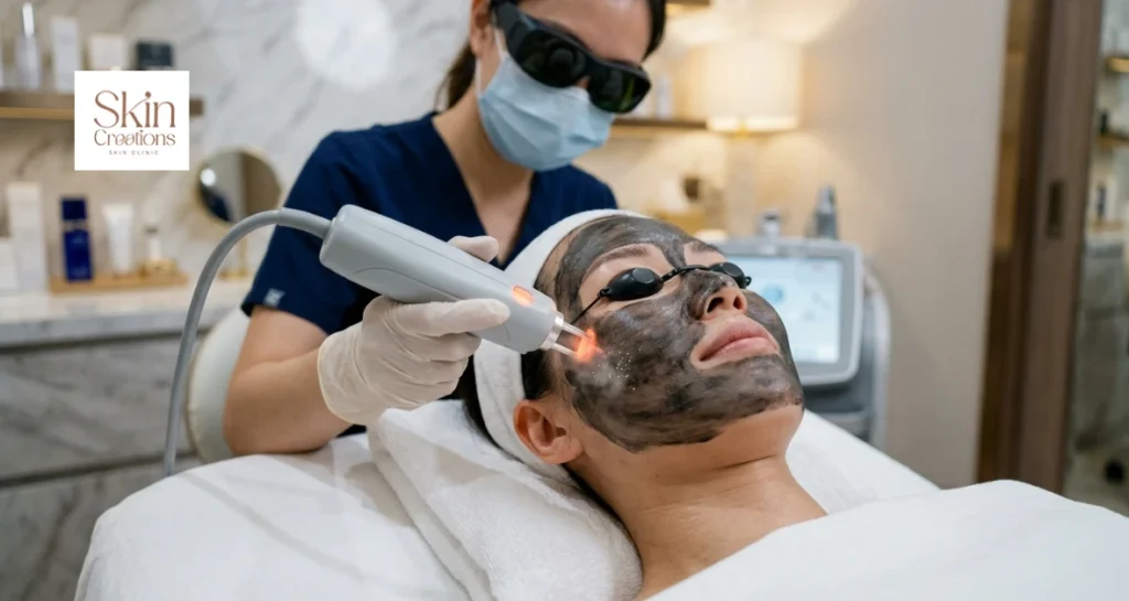 Korean Carbon Laser Peel session at a Singapore aesthetic clinic for a brighter skin tone.