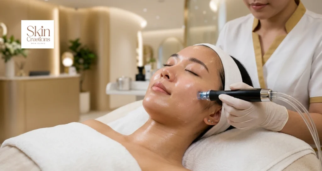 Professional Hydra Facial treatment in Singapore for deep pore cleansing and skin hydration.